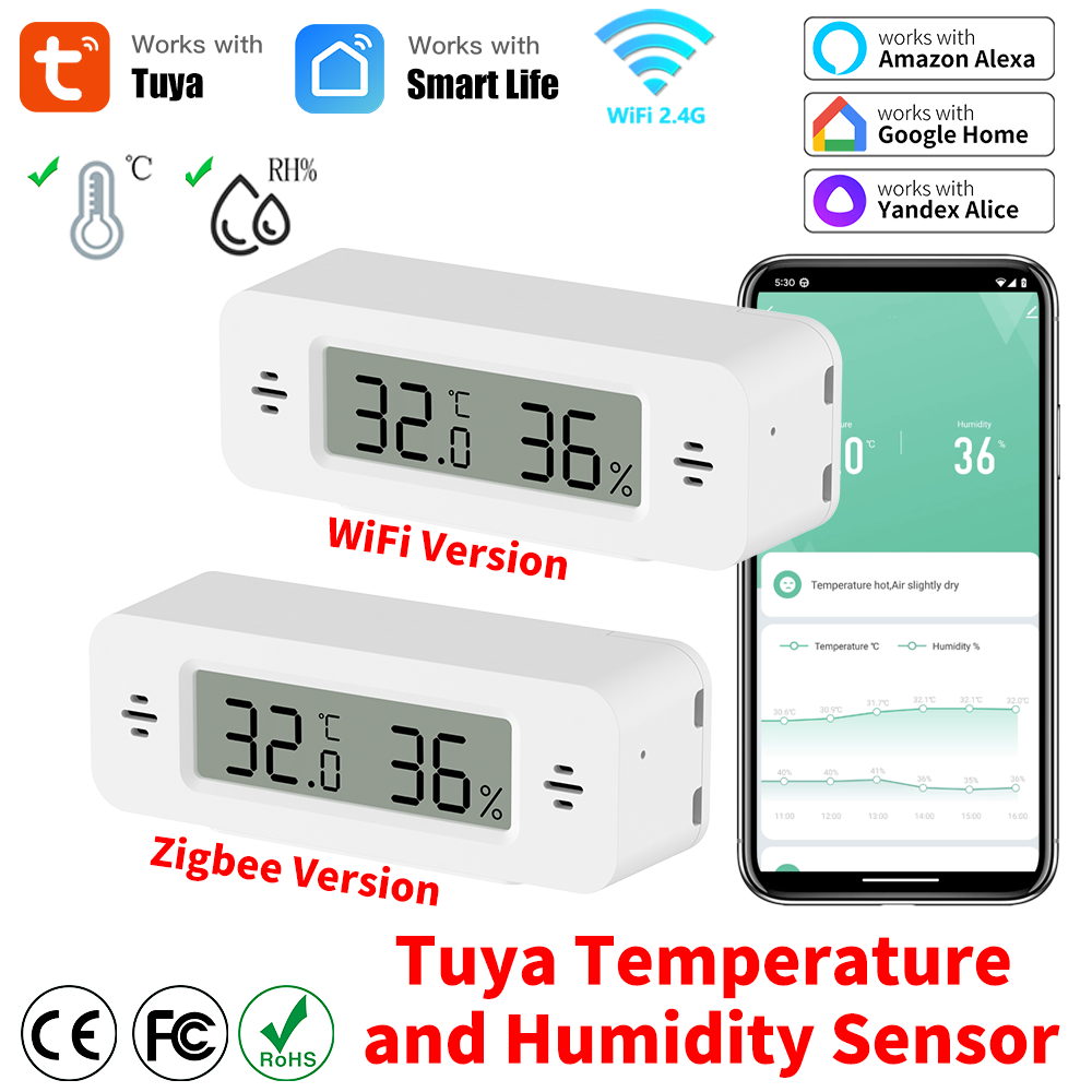 Digital Hygrometer Probe - Tuya WiFi/Zigbee temperatuur-vochtigheidssensor Smart Home Automation