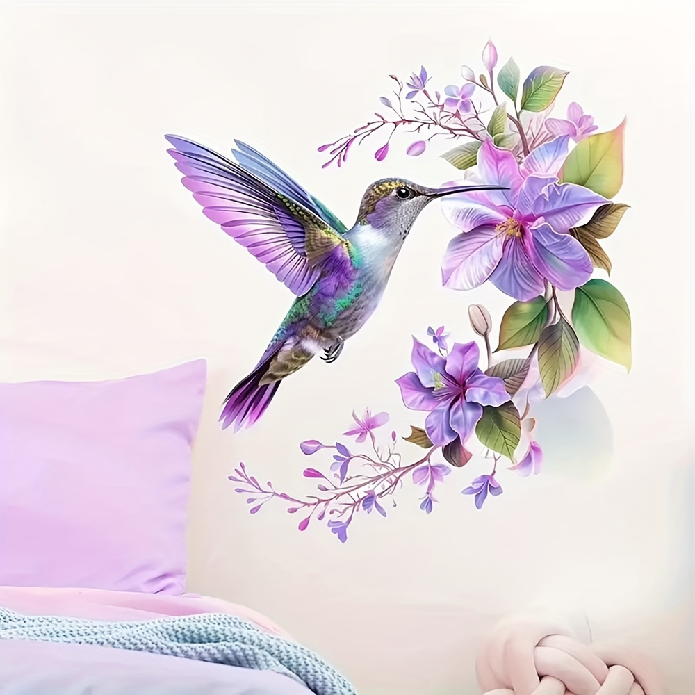 1 paarse bloem- en kolibrie-st - Pvc Panel Background recensie en prijs