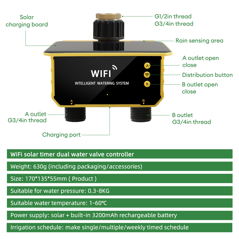 WiFi Solar Timer Dubbele Water - Timer Dual Outlet recensie en prijs